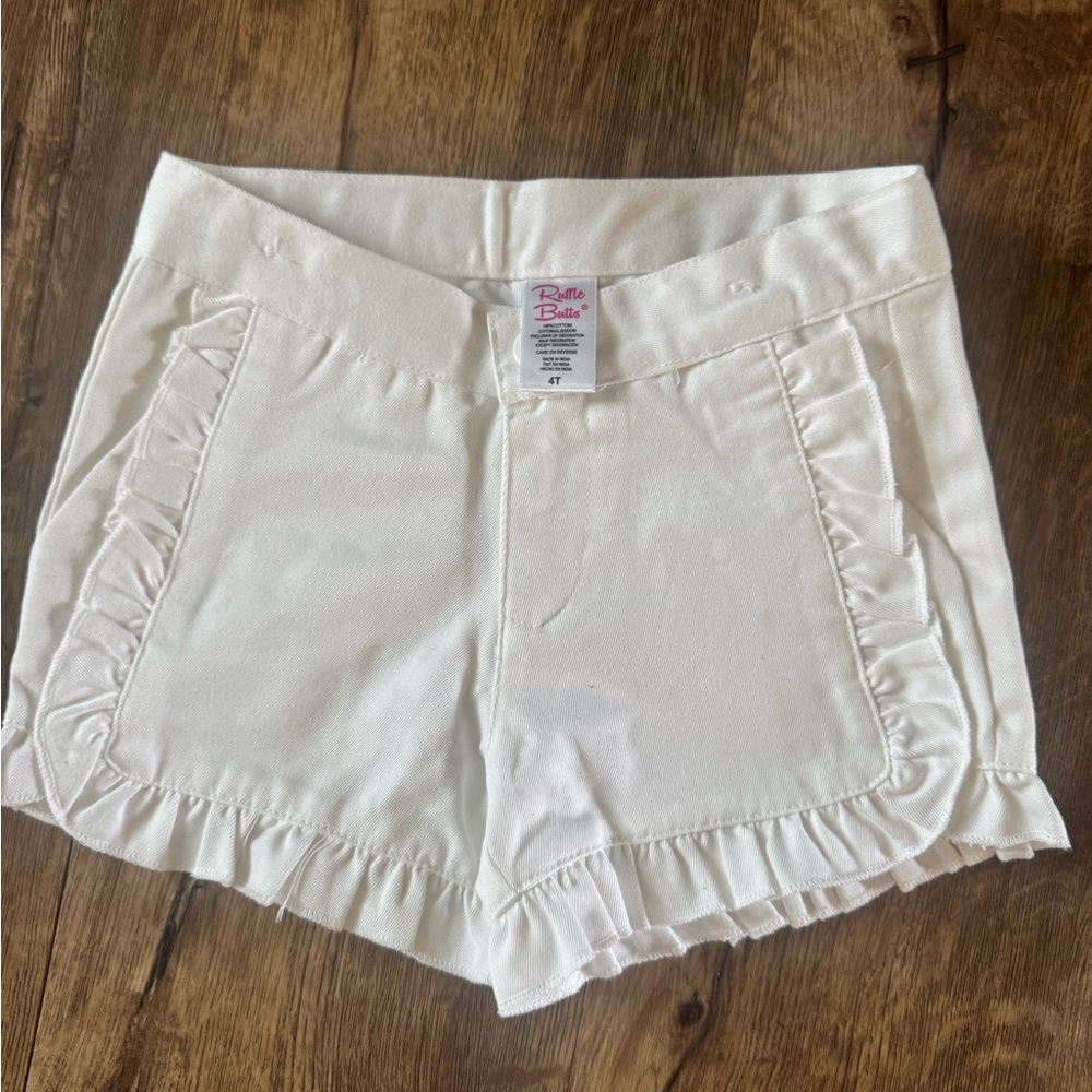 Ruffle Butts White Ruffle Trim Shorts